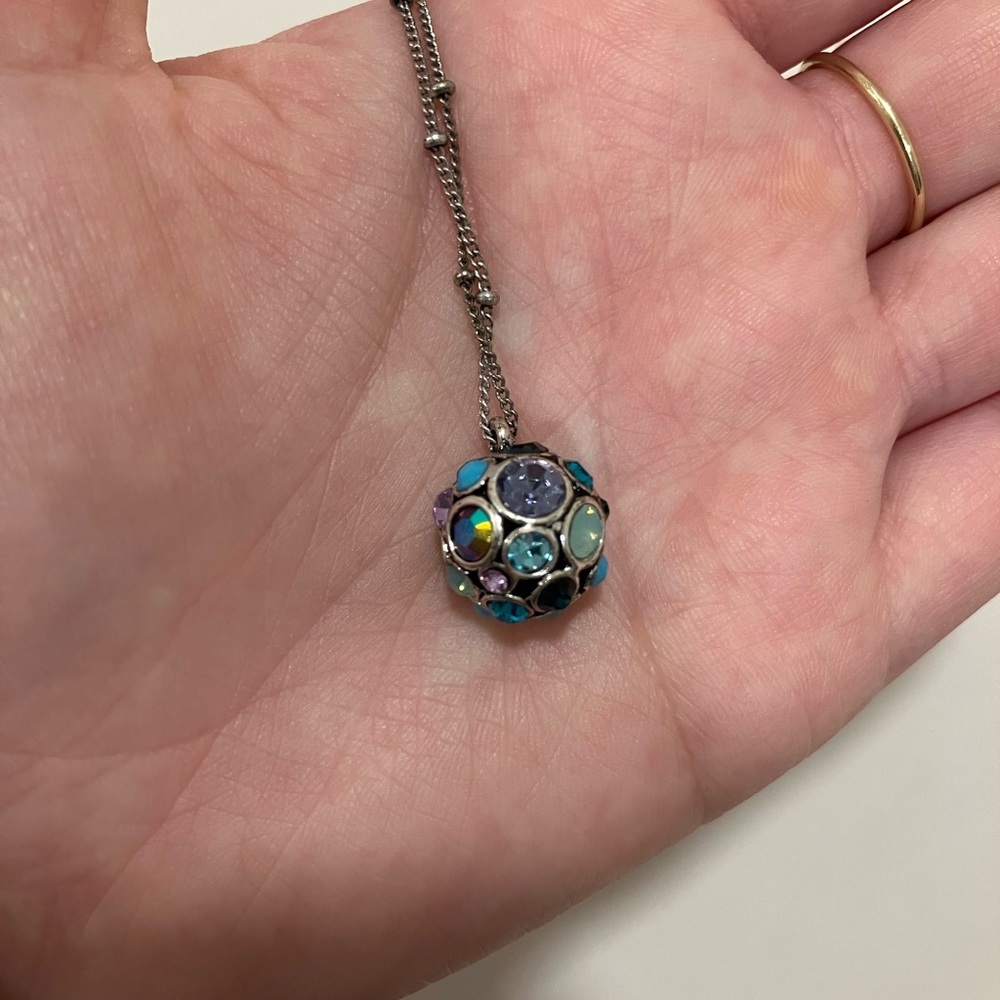 🪩 FOSSIL Multicolored Rhinestone Disco Ball Pendant Necklace 🪩 - Picture 6 of 13